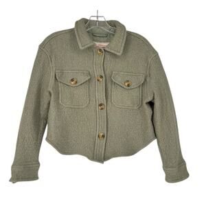 Levi's Cropped Shacket Womens Small Green Boucle Wool Blend Streetwear Cabincore